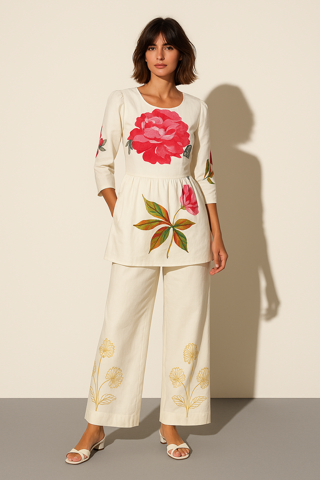 Rose Petal Hand-Painted Co-Ord Set
