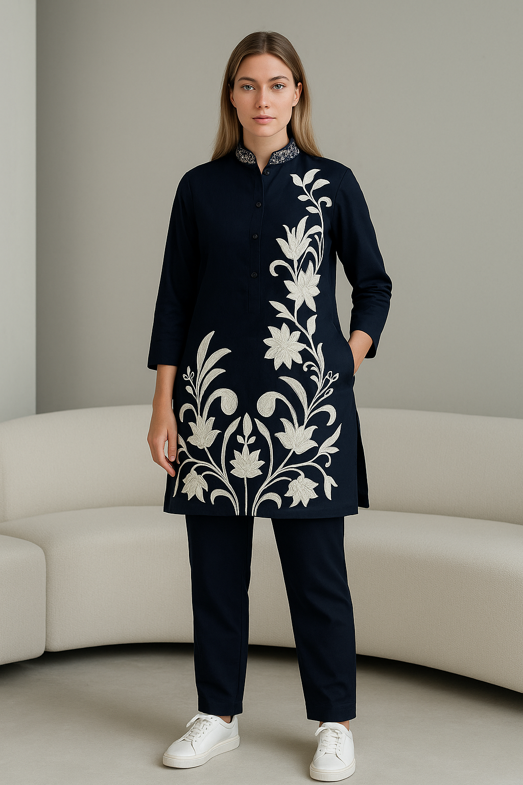 Ink Bloom Embroidered Co-Ord Set