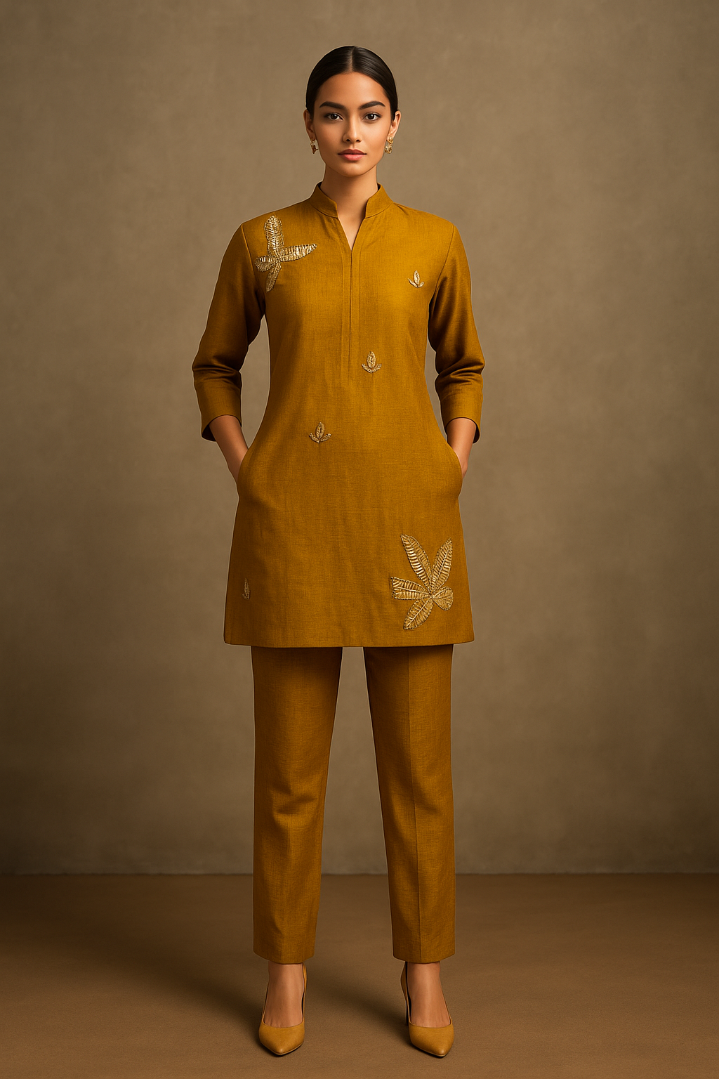 Golden Ember Embroidered Co-Ord Set