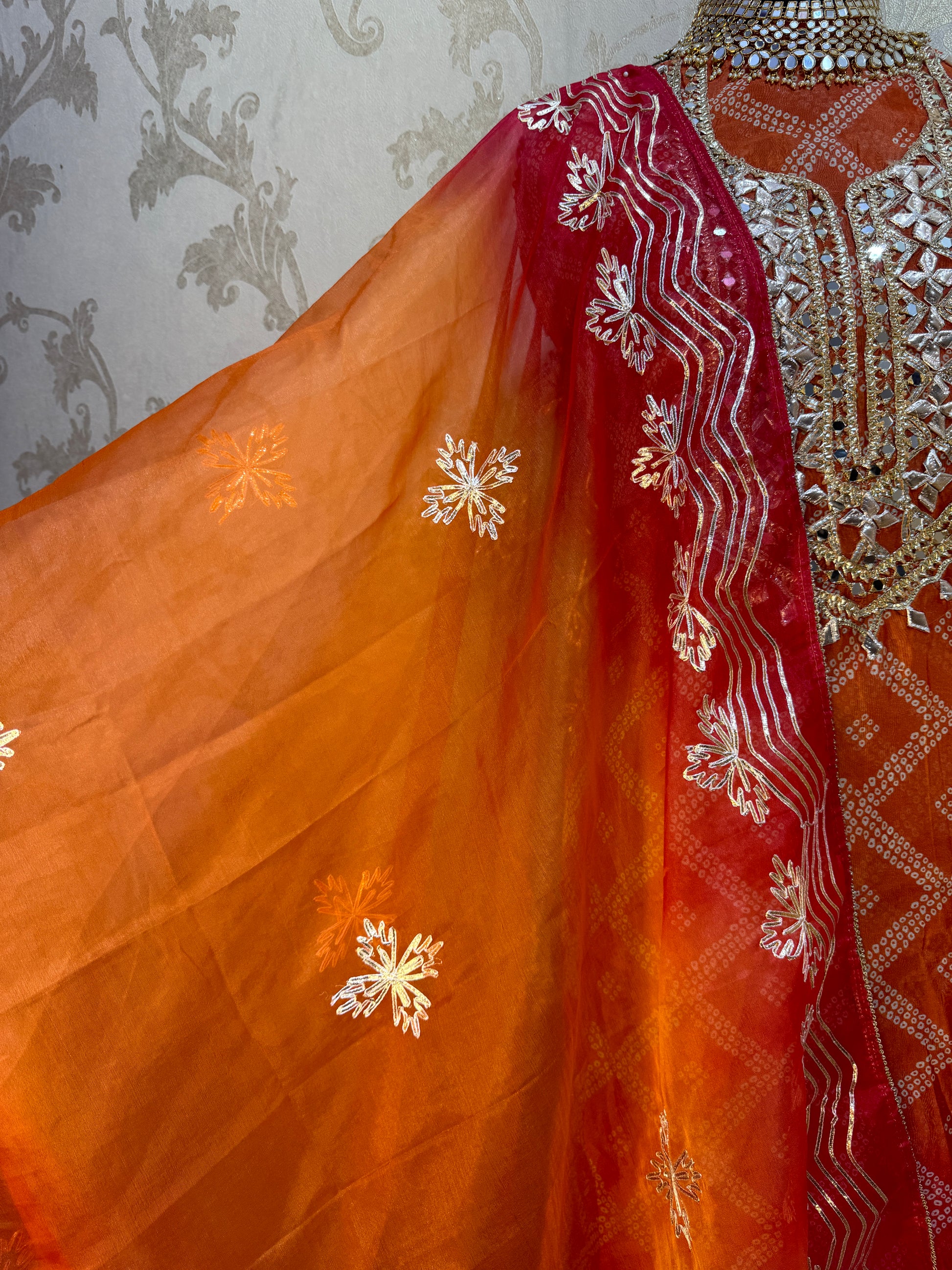 Gota Patti Bandhani Print Suit