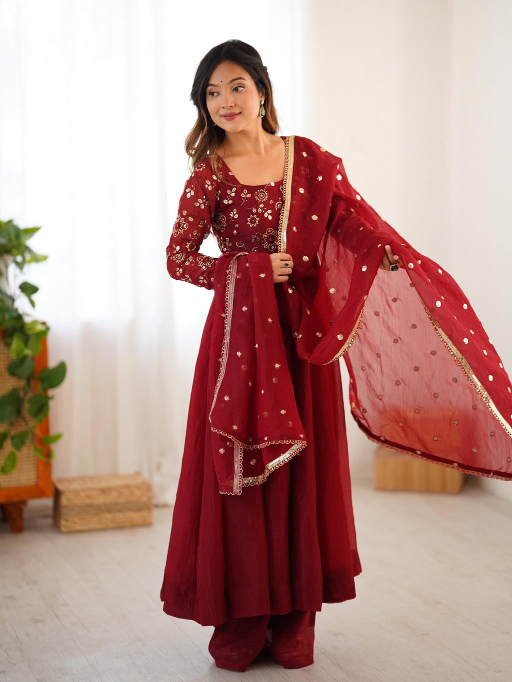 Red Anarkali Dress