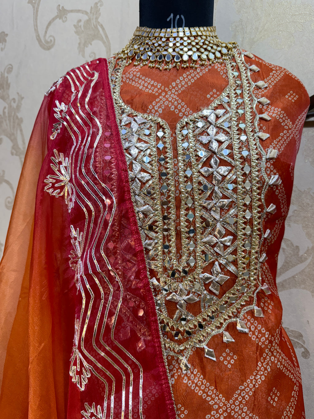 Gota Patti Bandhani Print Suit