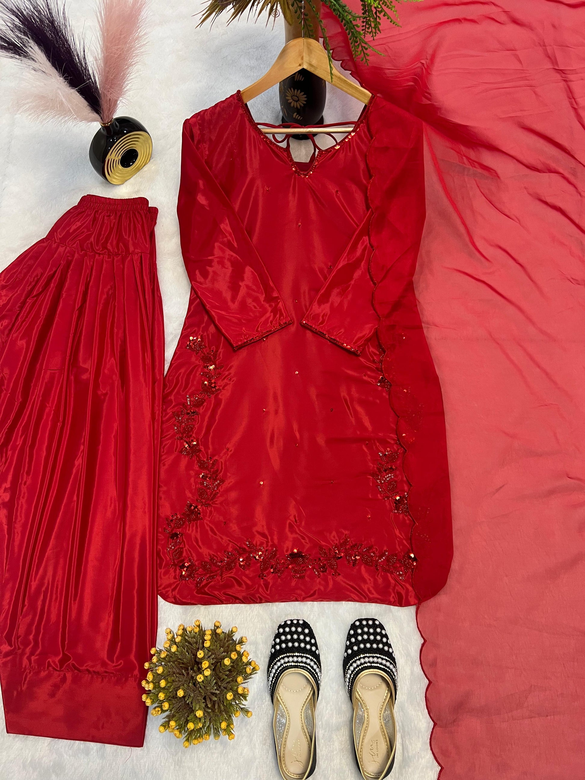 Hand Embroidery Farshi Shalwar Suit