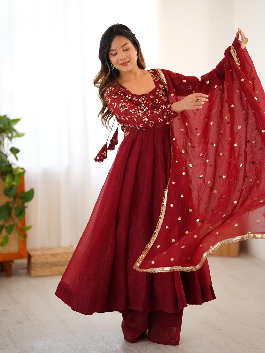 Red Anarkali Dress