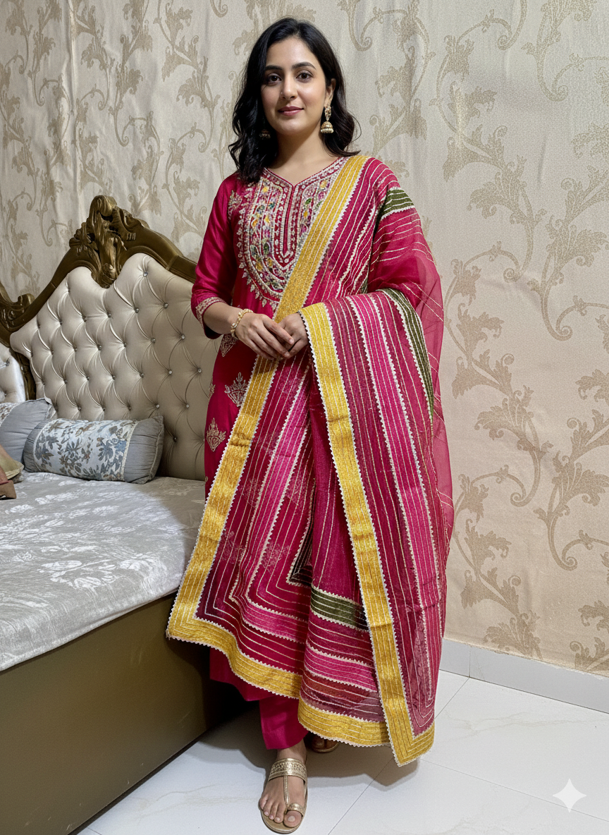 Festive Special Gotta Patti With Mirror Work