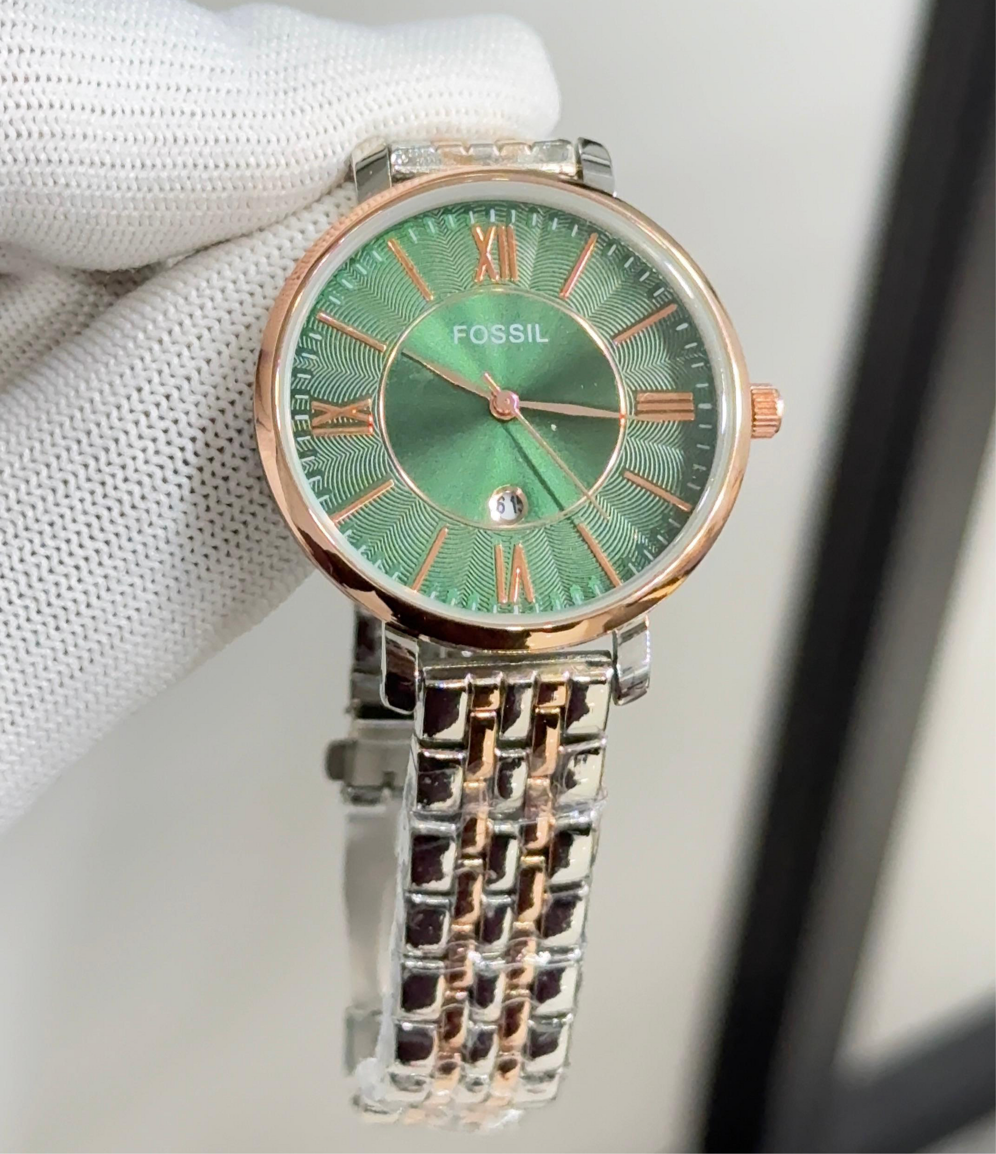 Fossil Jacqueline Silver & Gold Stainless Steel Wrist Watch for Women