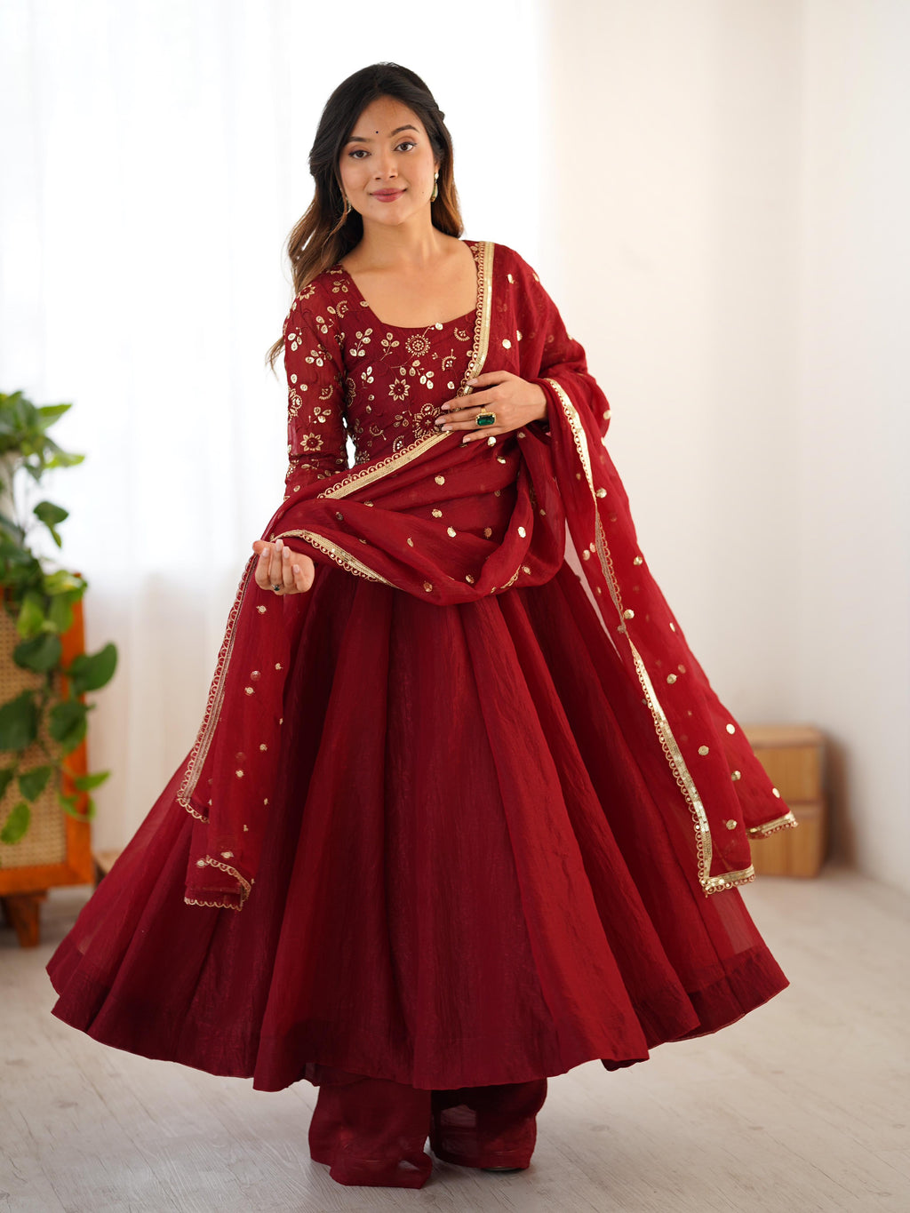 Red Anarkali Dress
