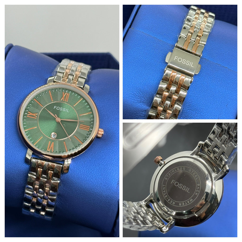 Fossil Jacqueline Silver & Gold Stainless Steel Wrist Watch for Women