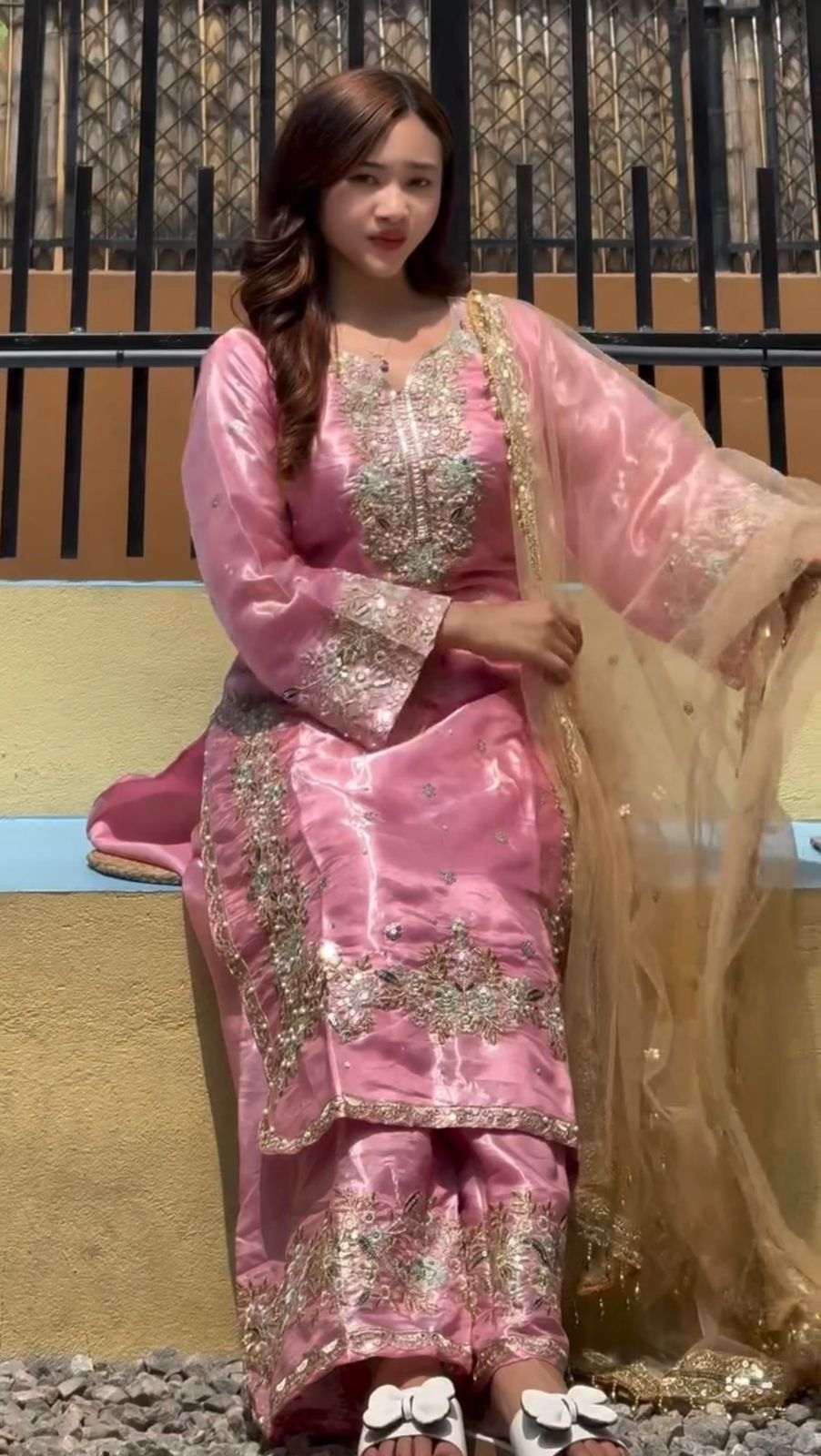 Jimmy Choo Set with Diamond & Moti Handwork