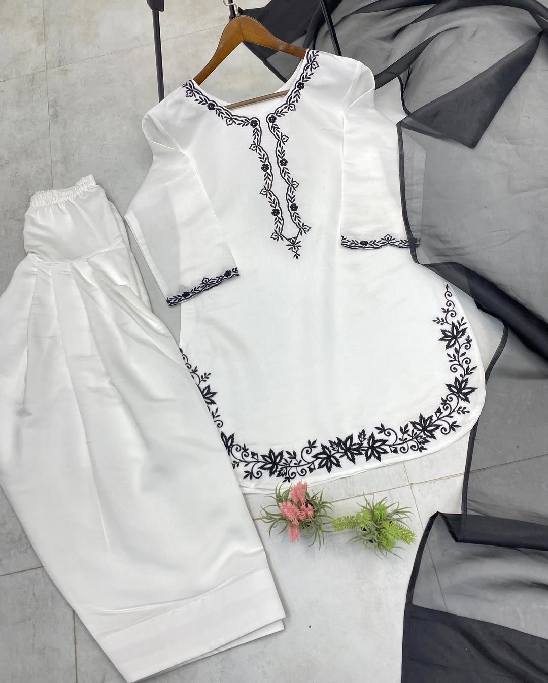 Roman Silk Embroidered Farshi Suit