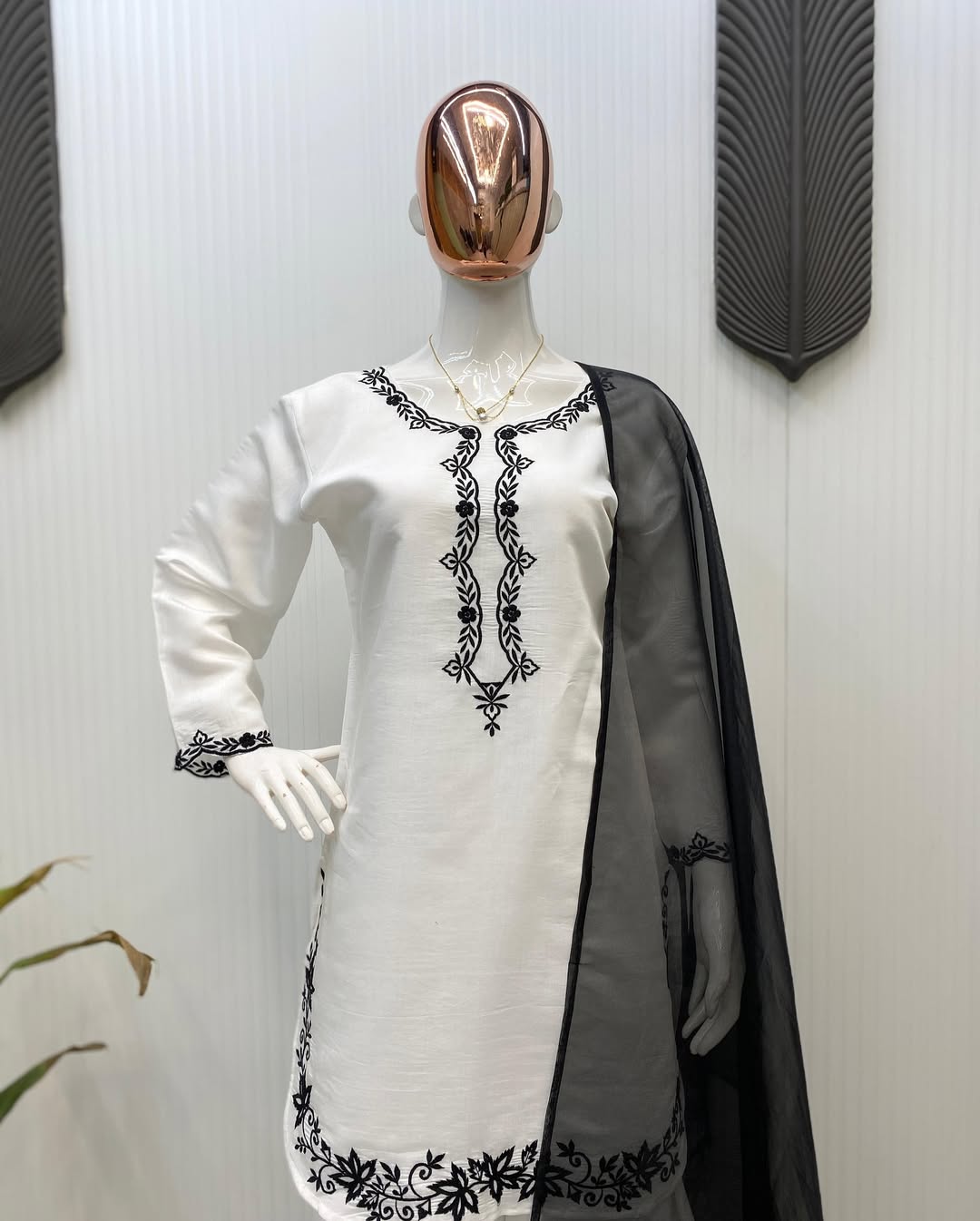 Roman Silk Embroidered Farshi Suit