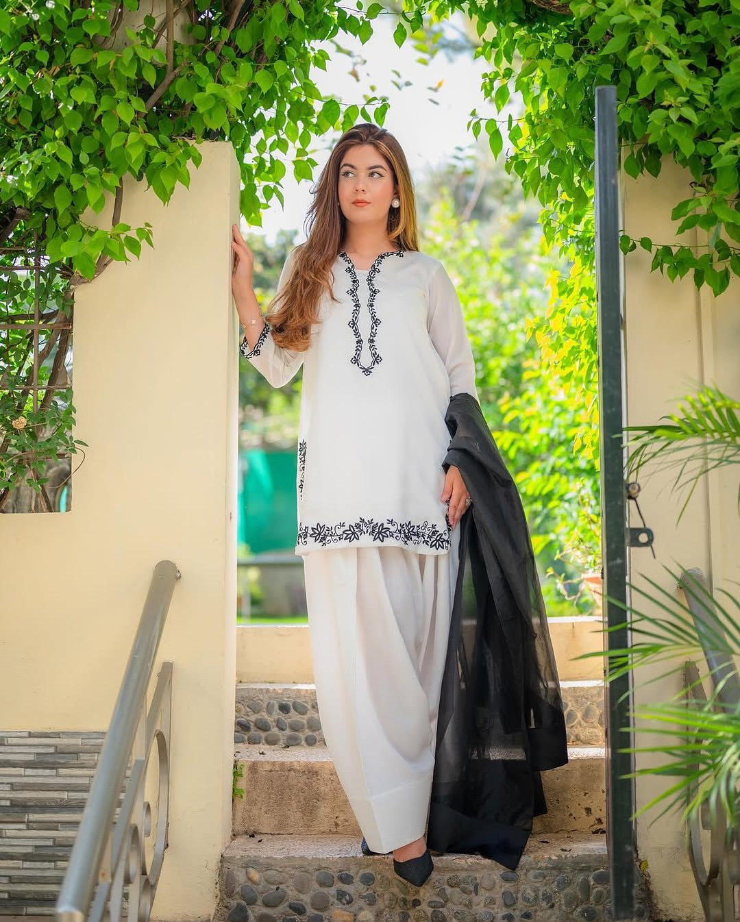 Roman Silk Embroidered Farshi Suit