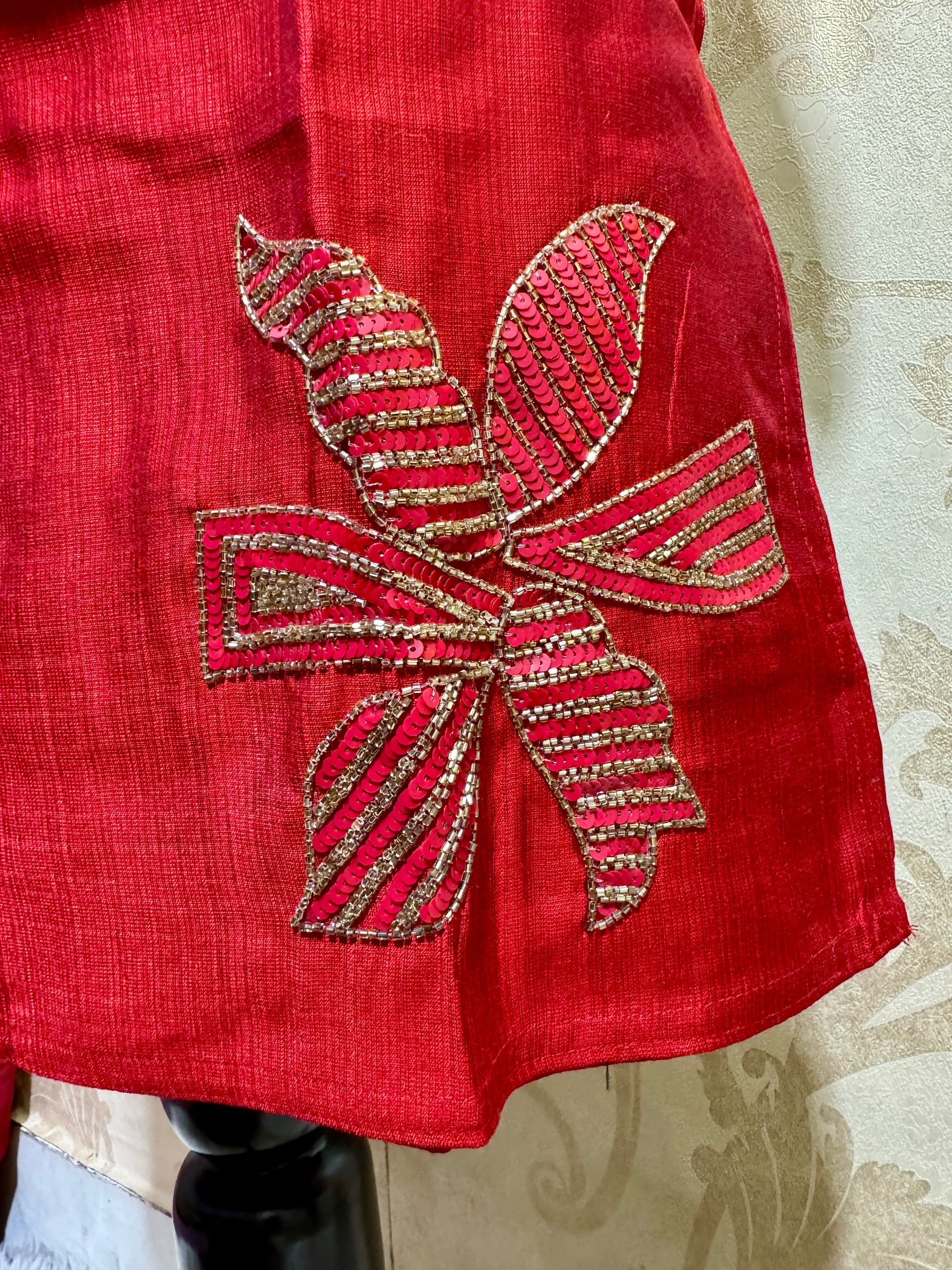 Crimson Bloom Red Embroidered Co-Ord Set