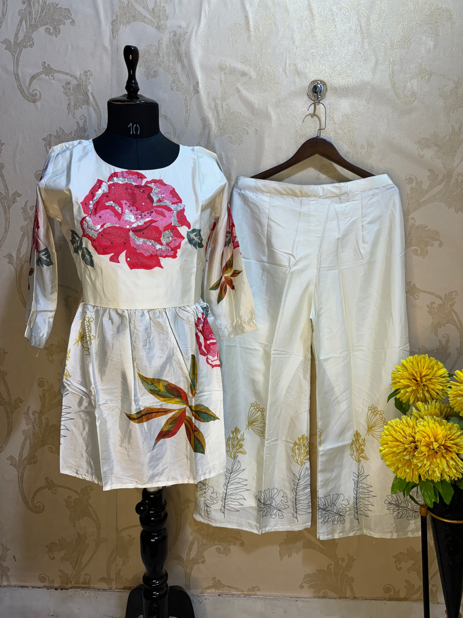 Rose Petal Hand-Painted Co-Ord Set