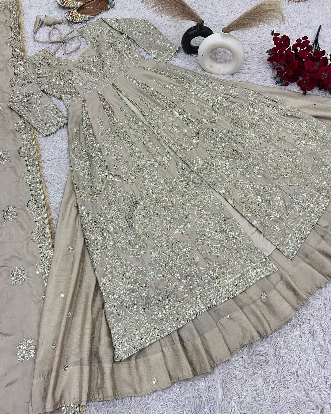 Chinnon Silk Gown-Lehenga