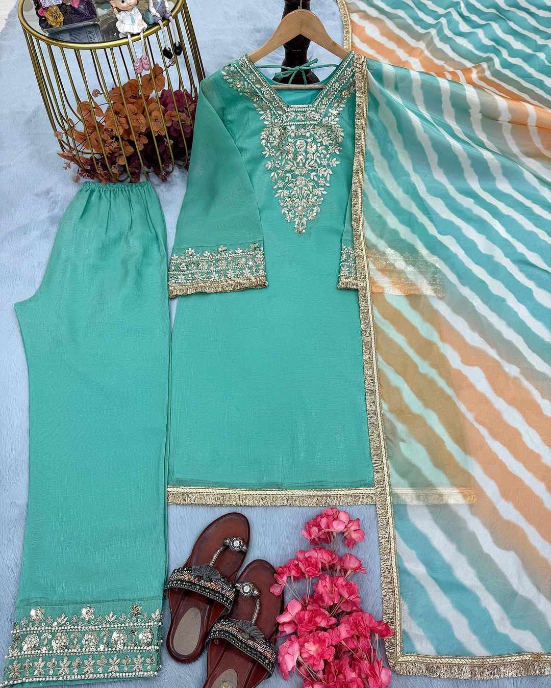 Crunchy Silk Pakistani Plazzo Set