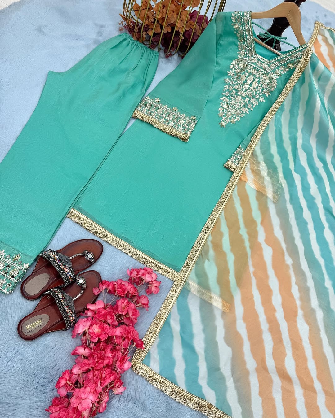 Crunchy Silk Pakistani Plazzo Set