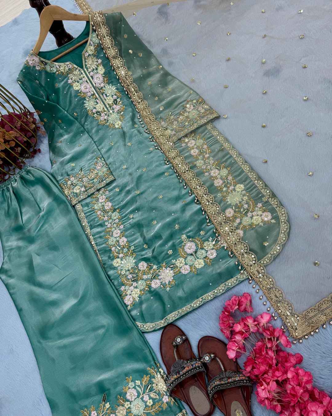 Jimmy Choo Set with Diamond & Moti Handwork