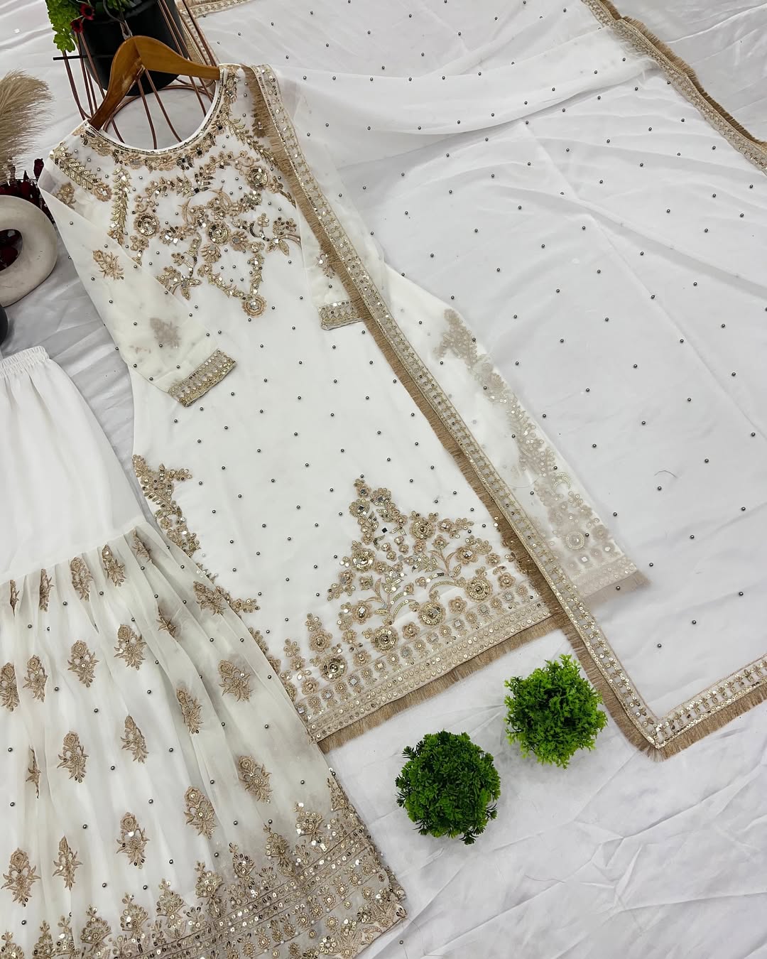 Sequin Georgette Sharara Set