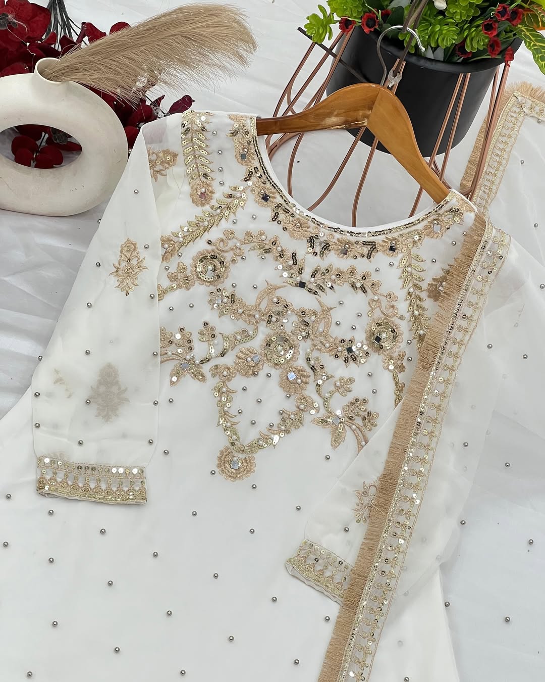 Sequin Georgette Sharara Set