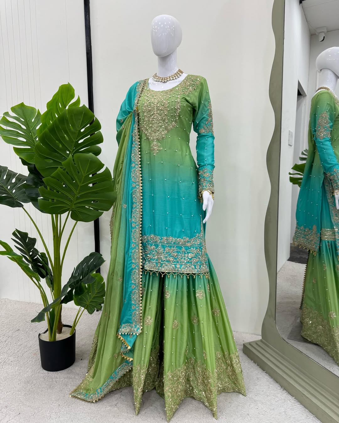 Chinnon Pearl-Embroidered Sharara Set