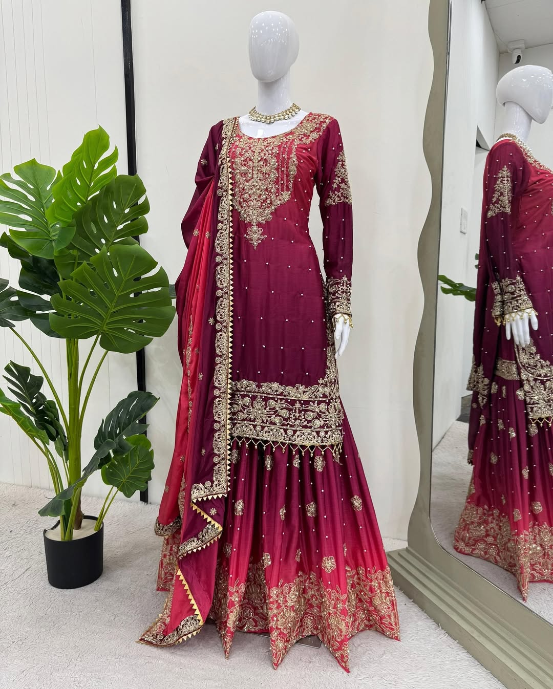 Chinnon Pearl-Embroidered Sharara Set