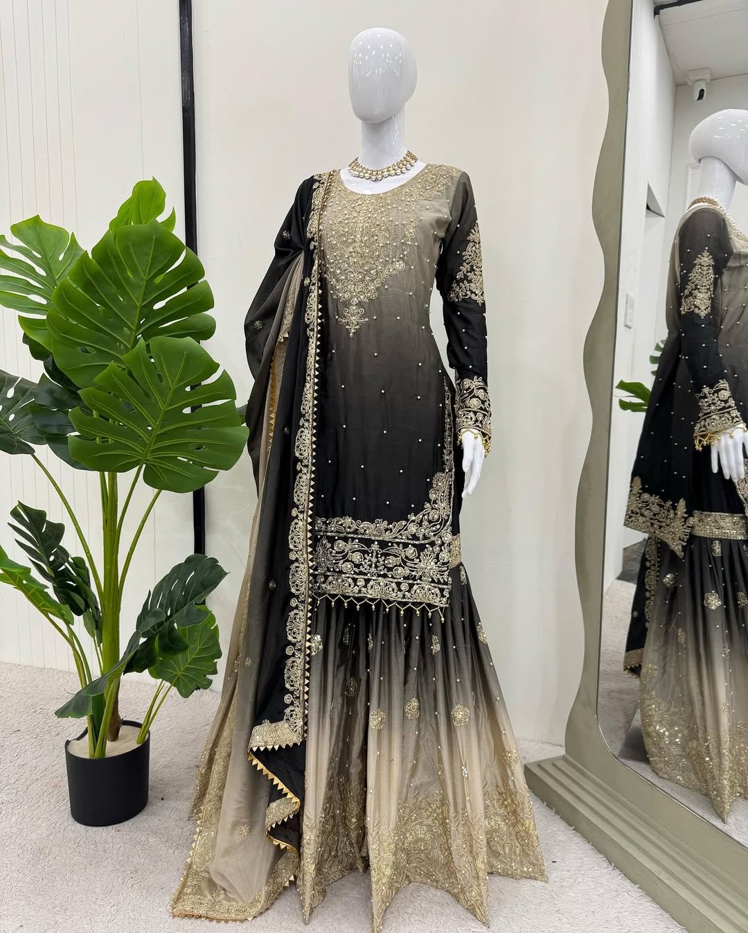 Chinnon Pearl-Embroidered Sharara Set