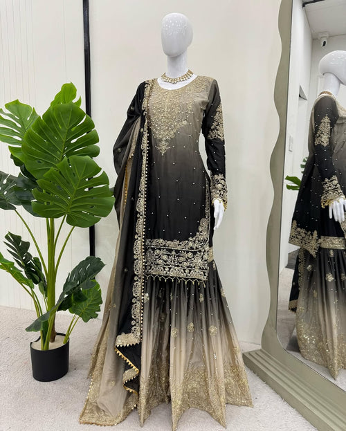 Chinnon Pearl-Embroidered Sharara Set