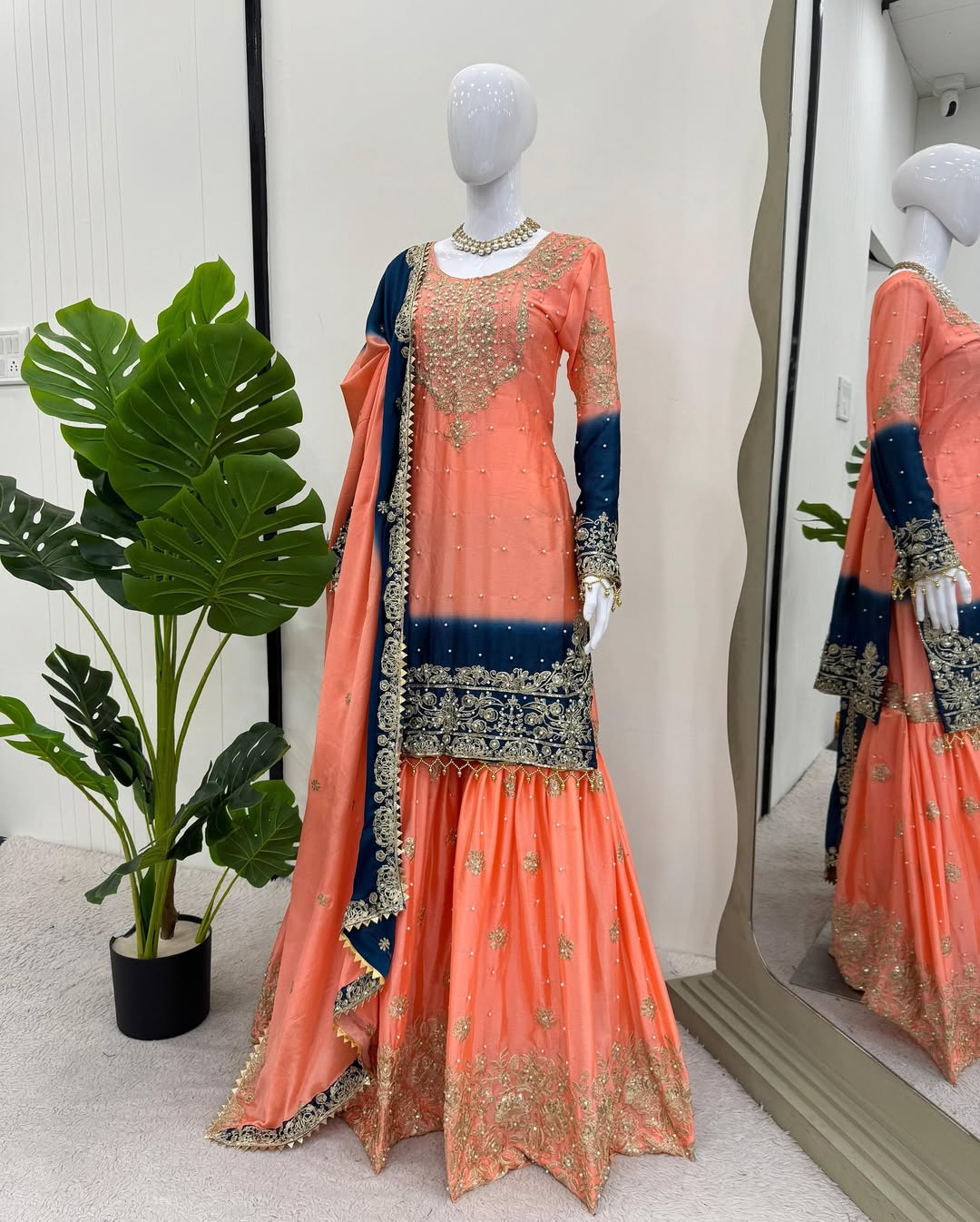 Chinnon Pearl-Embroidered Sharara Set