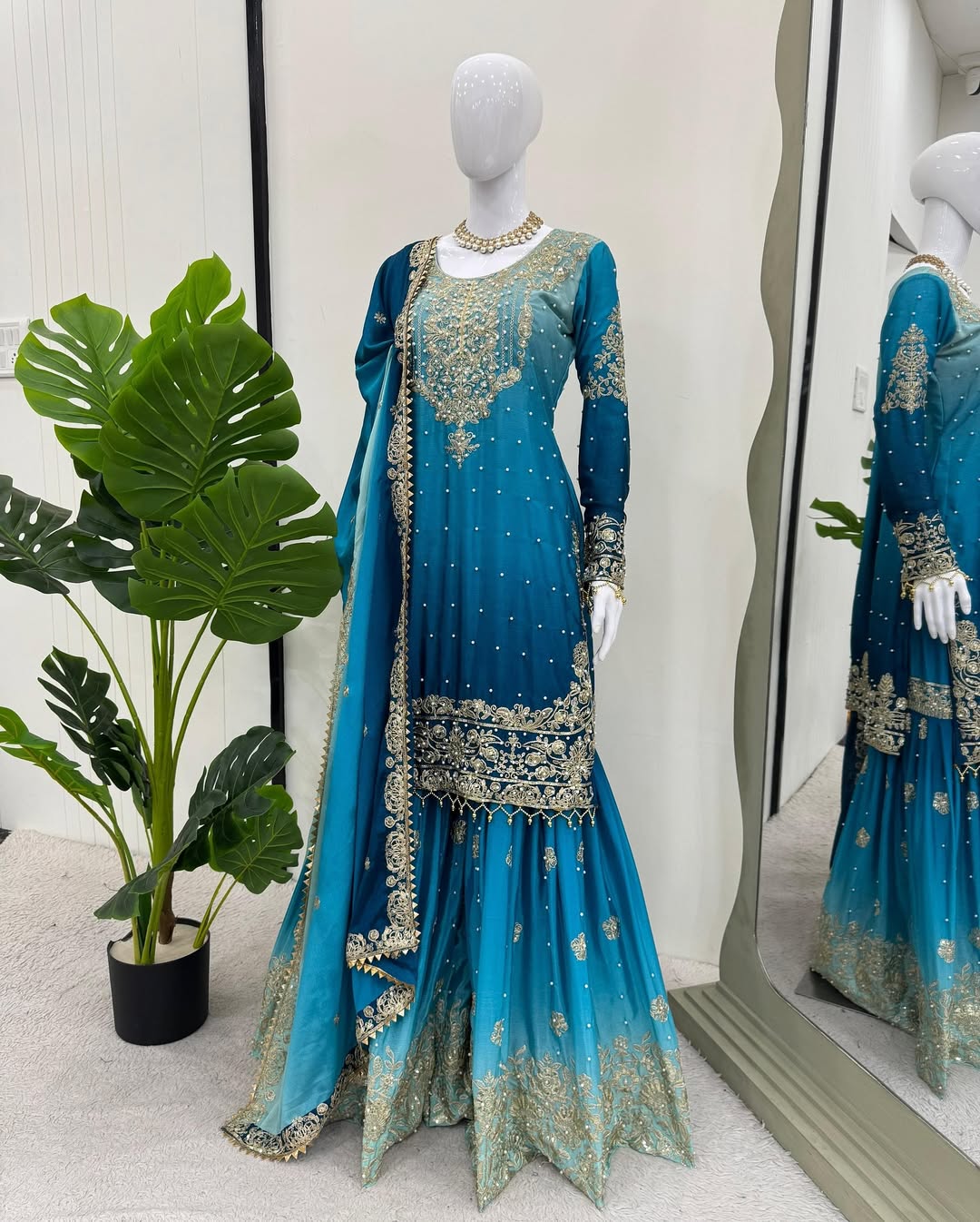 Chinnon Pearl-Embroidered Sharara Set