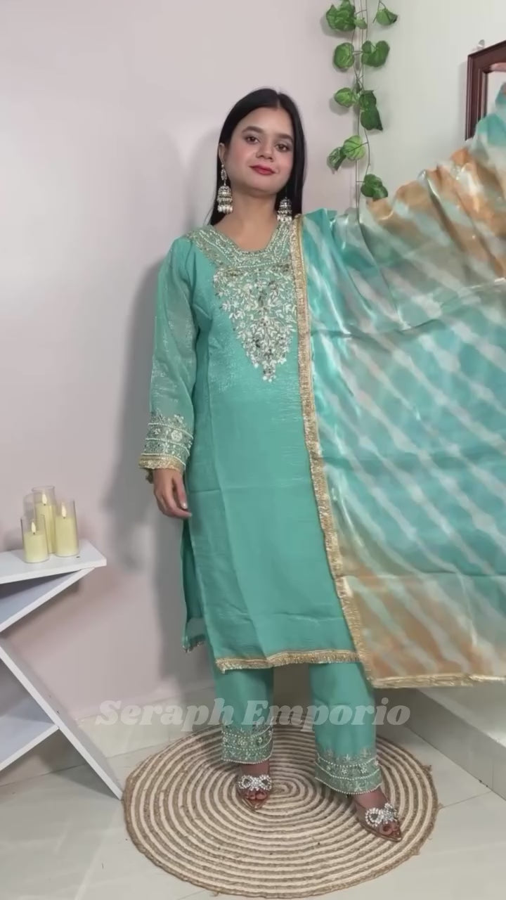 Crunchy Silk Pakistani Plazzo Set