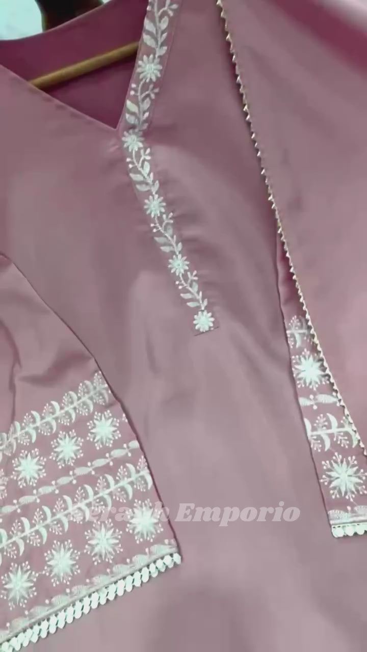 Embroidered Satin Farshi Ensemble