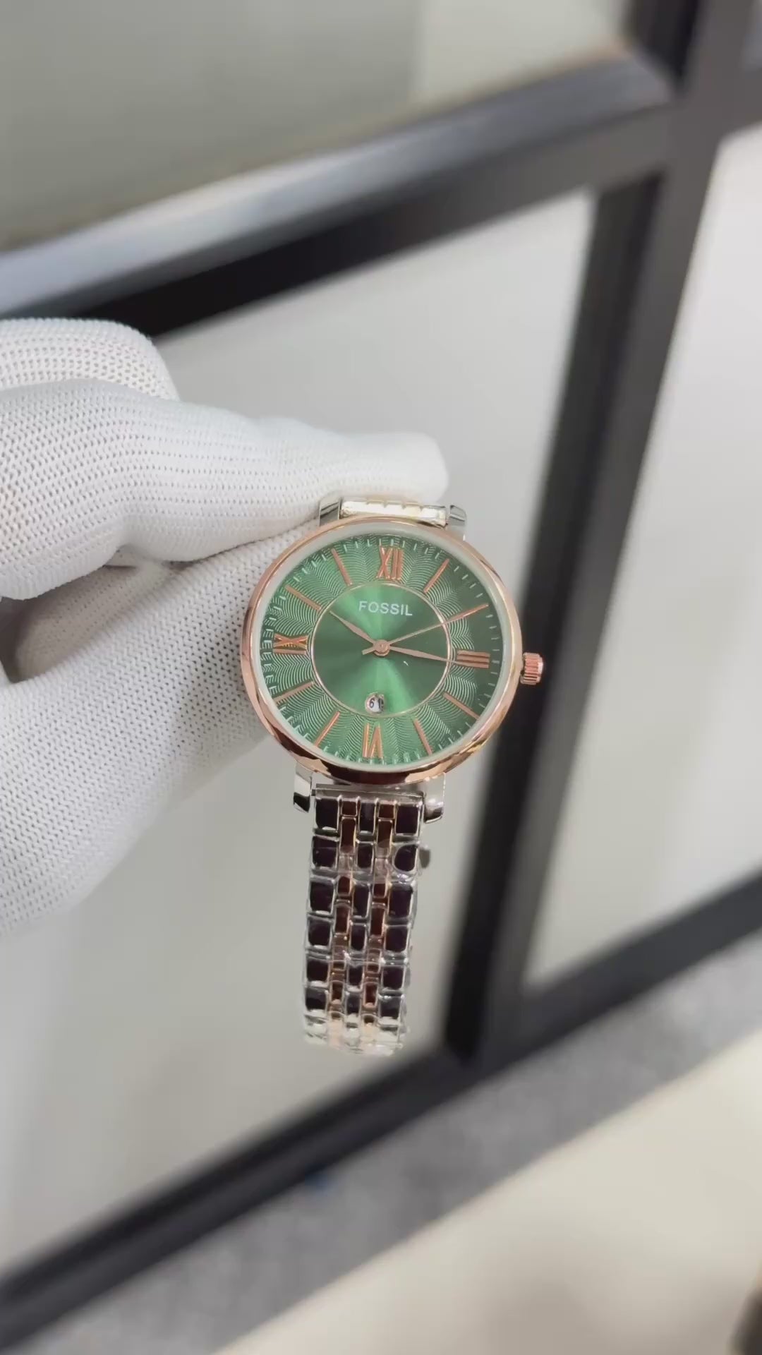 Fossil Jacqueline Silver & Gold Stainless Steel Wrist Watch for Women